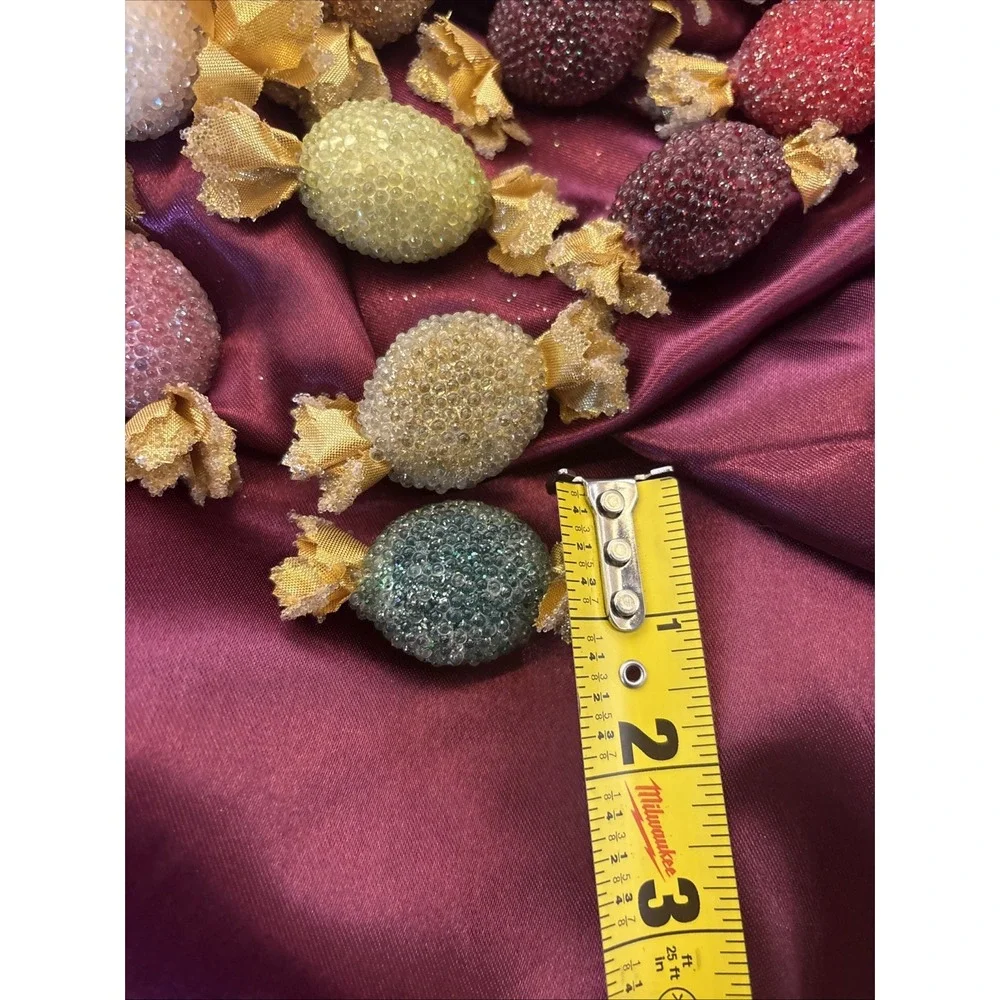 12 Rare Vintage Beaded Candy Pieces Faux‎ Sugared Gold Wrapper MCM display